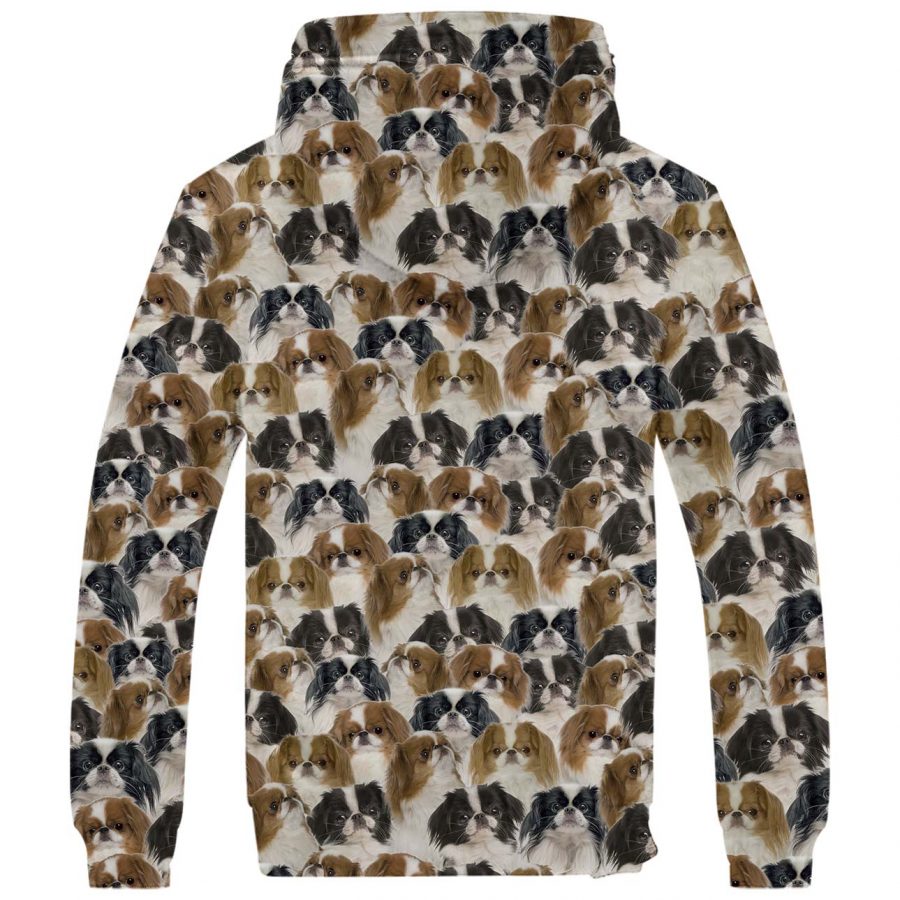 Japanese Chin Full Face Fleece Hoodie