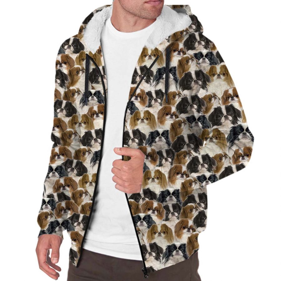 Japanese Chin Full Face Fleece Hoodie