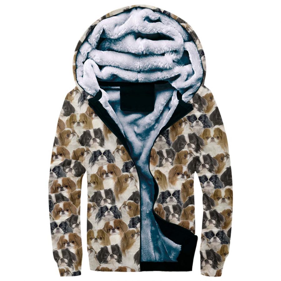 Japanese Chin Full Face Fleece Hoodie