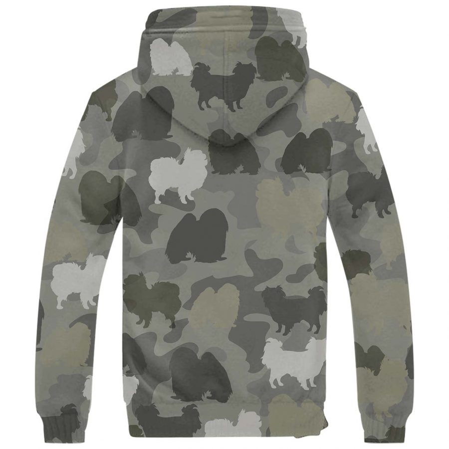 Japanese Chin Camo Fleece Hoodie