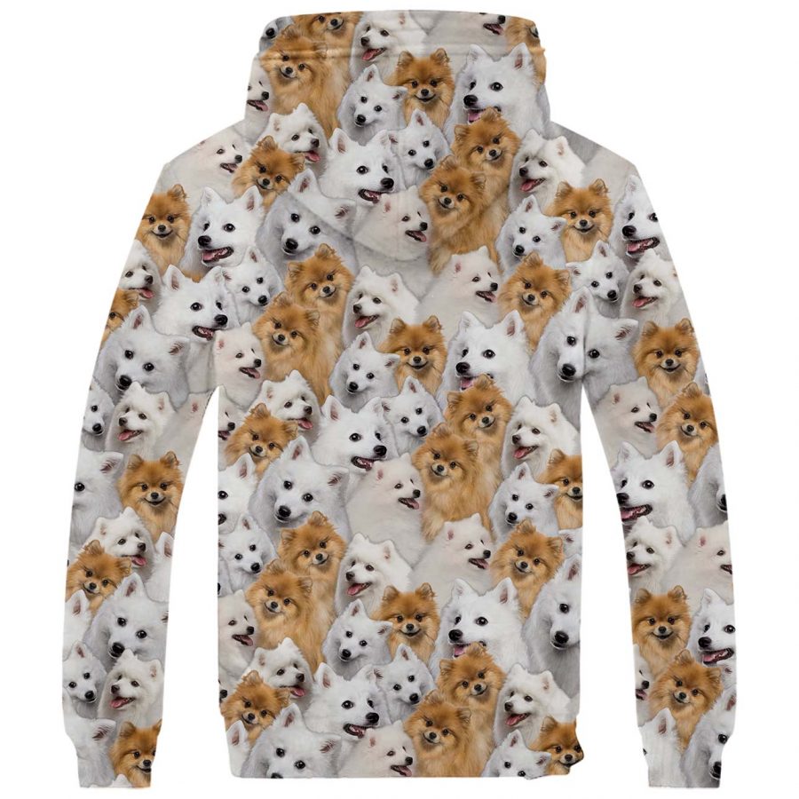 Japanese Spitz Full Face Fleece Hoodie