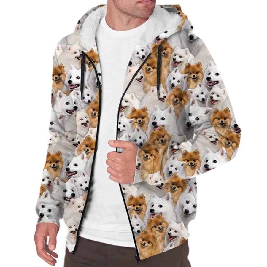 Japanese Spitz Full Face Fleece Hoodie