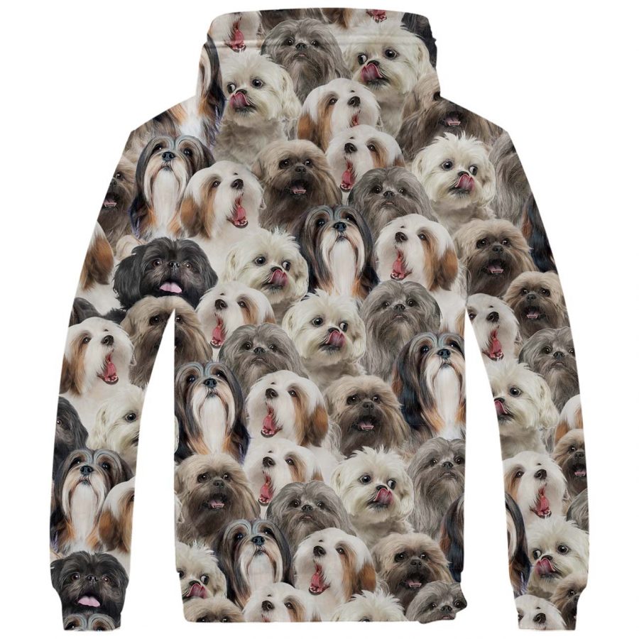 Lhasa Apso Full Face Fleece Hoodie