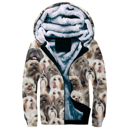 Lhasa Apso Full Face Fleece Hoodie