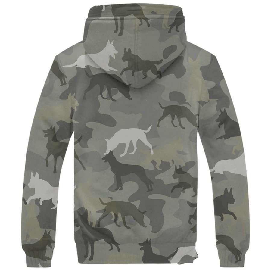 Malinois Dog Camo Fleece Hoodie