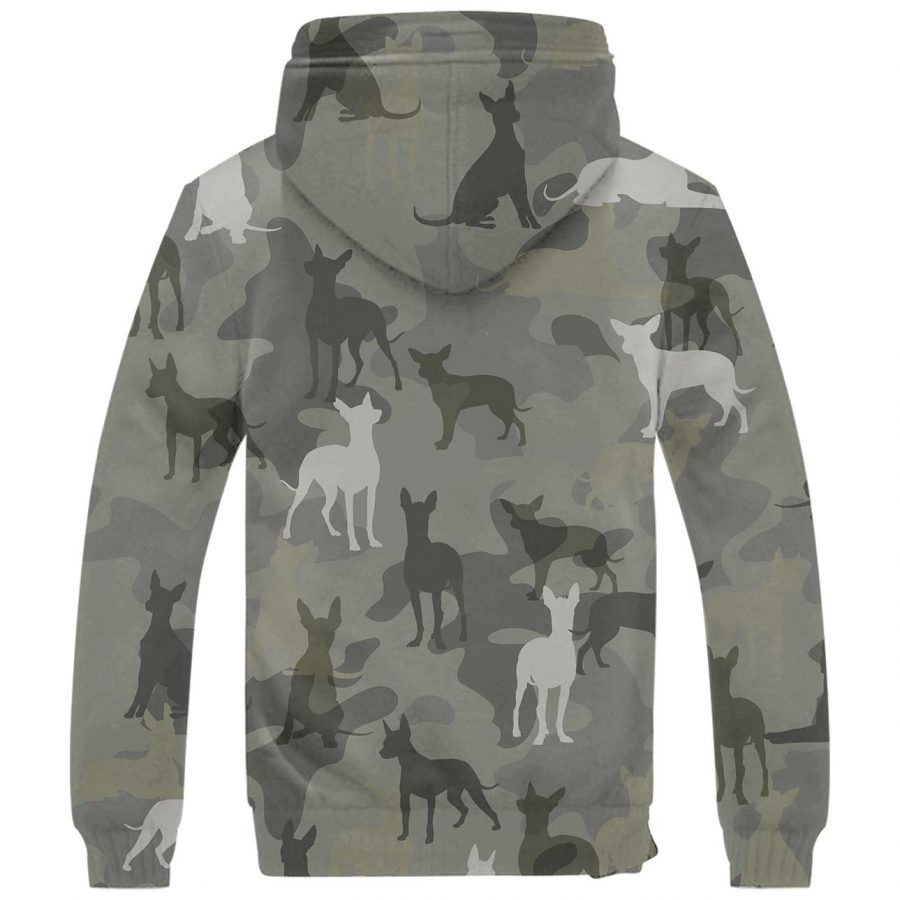 Mexican Hairless Dog Camo Fleece Hoodie