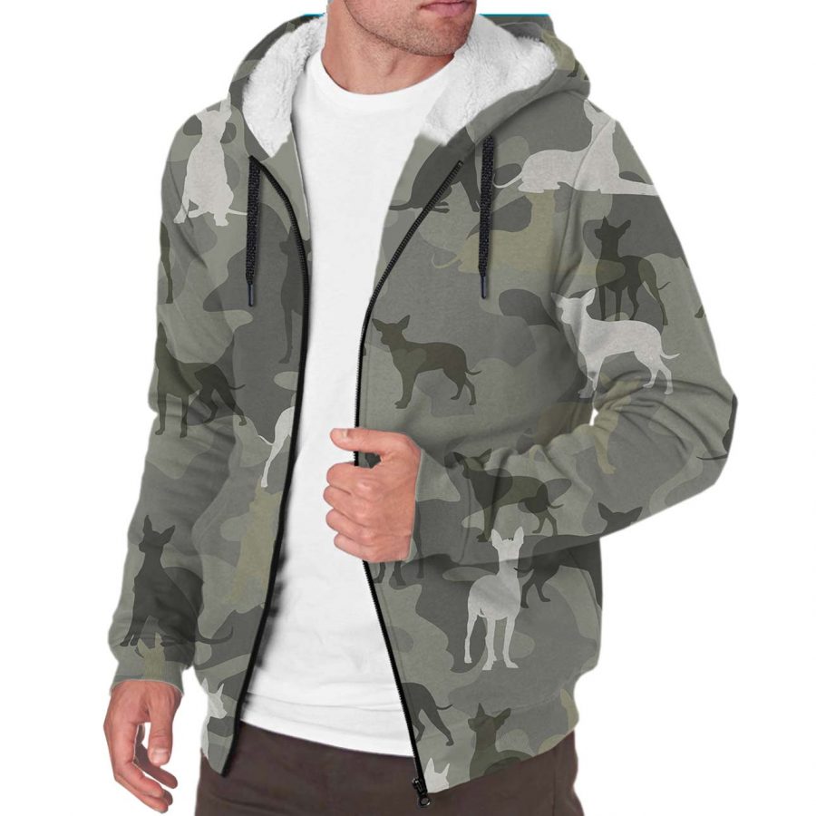 Mexican Hairless Dog Camo Fleece Hoodie