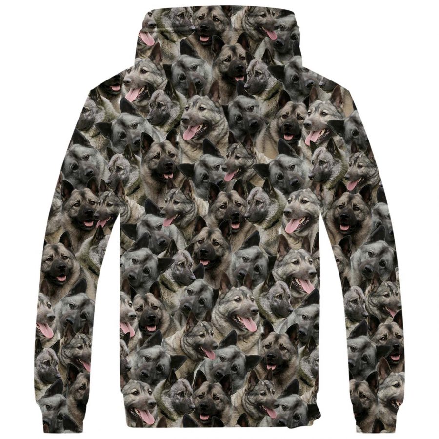 Norwegian Elkhound Full Face Fleece Hoodie