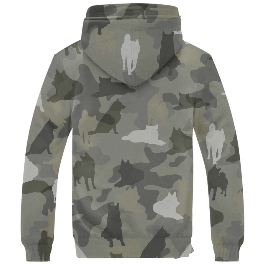 Norwegian Elkhound Camo Fleece Hoodie