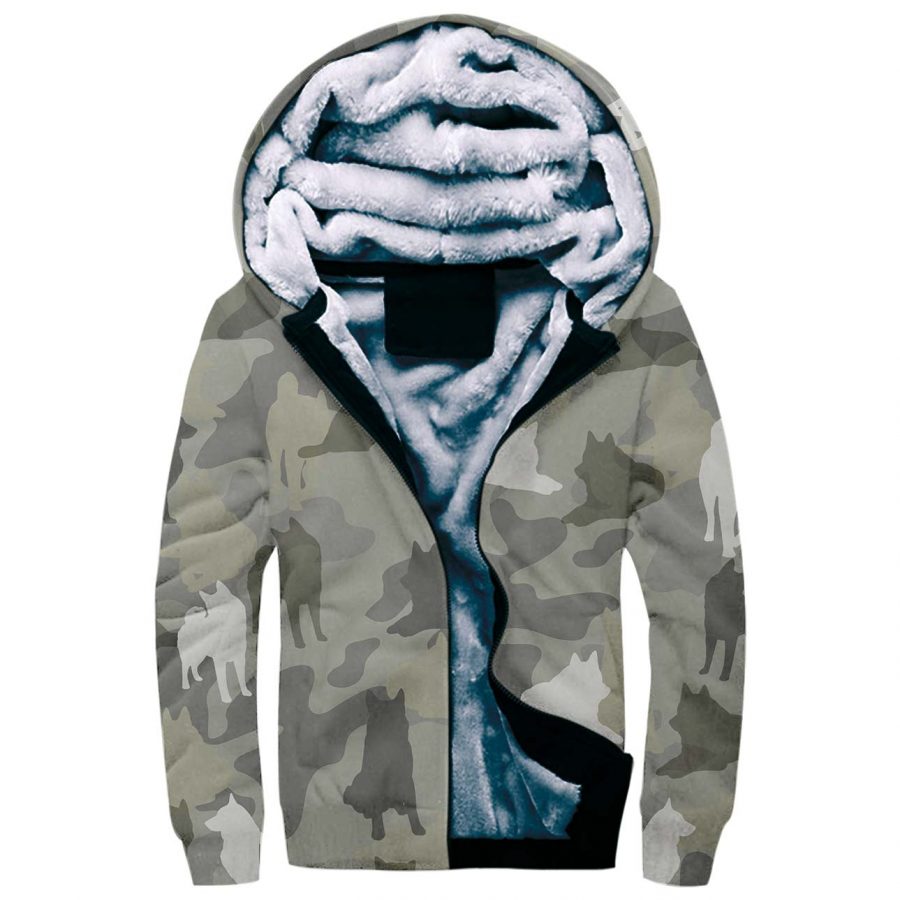 Norwegian Elkhound Camo Fleece Hoodie