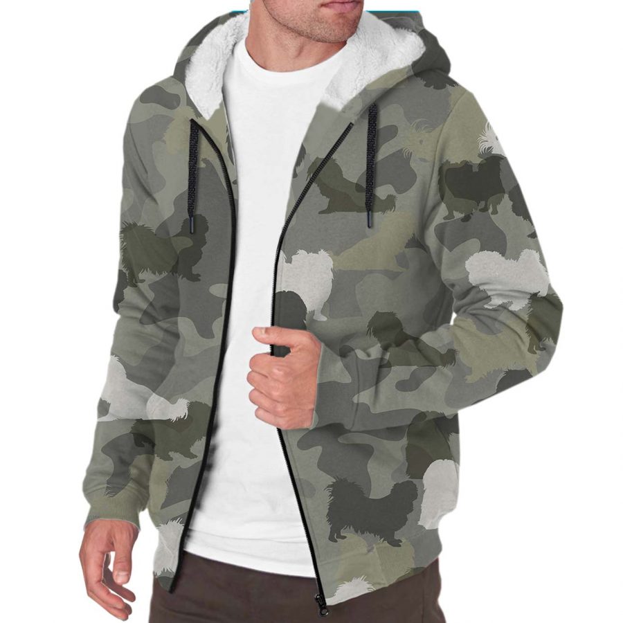 Pekingese Camo Fleece Hoodie