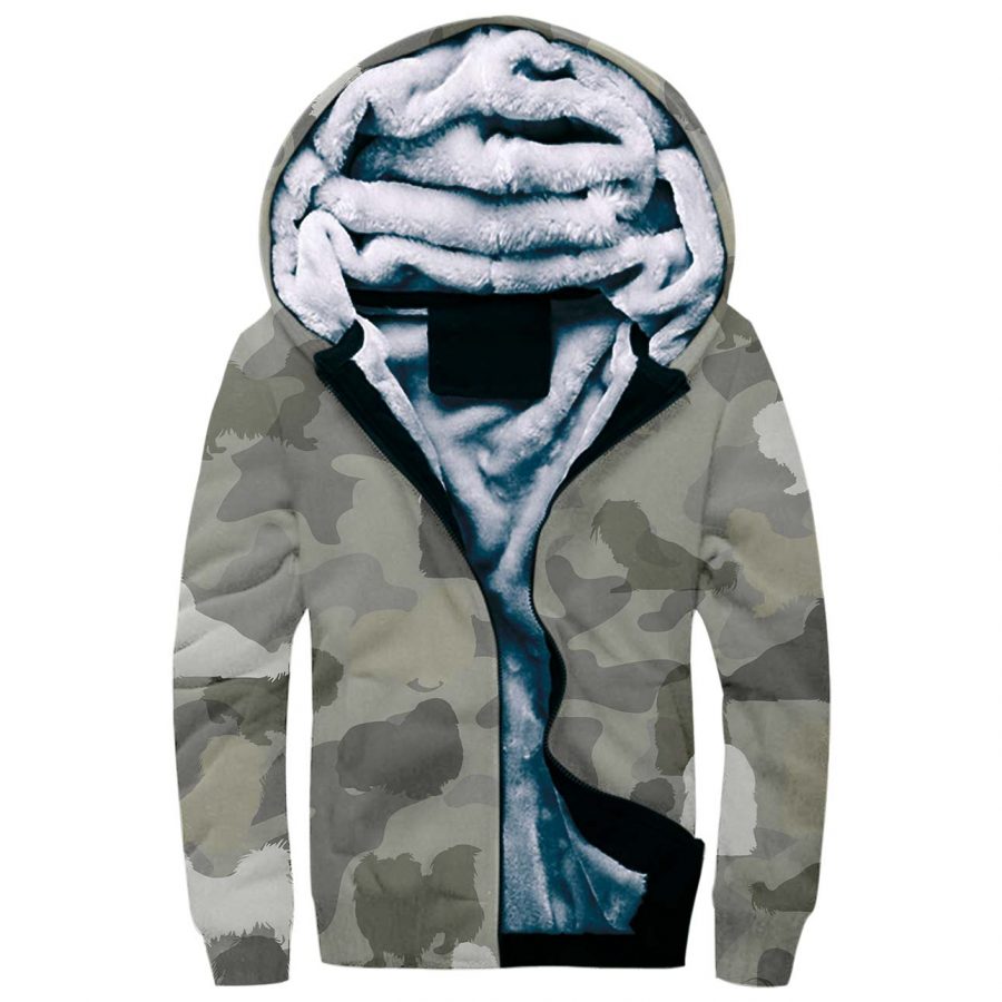 Pekingese Camo Fleece Hoodie