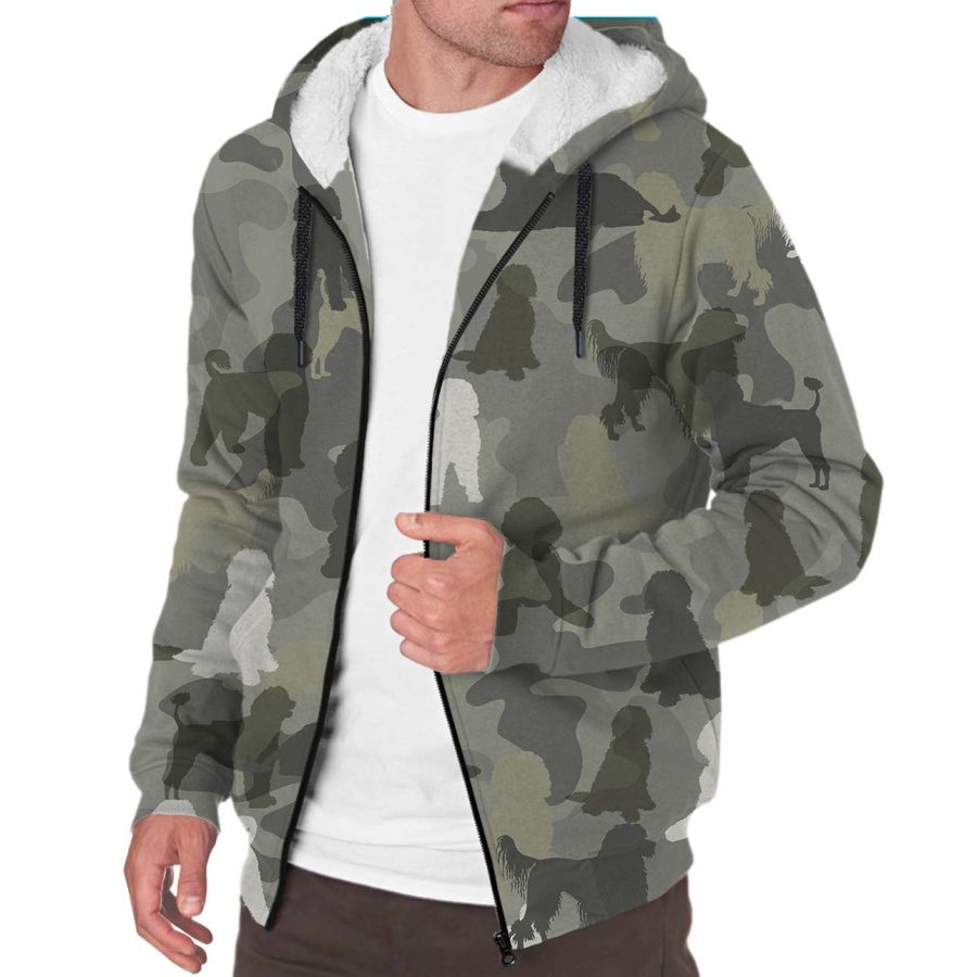 Portuguese Water Dog Camo Fleece Hoodie