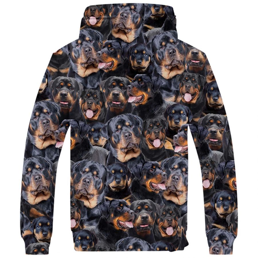 Rottweiler Full Face Fleece Hoodie