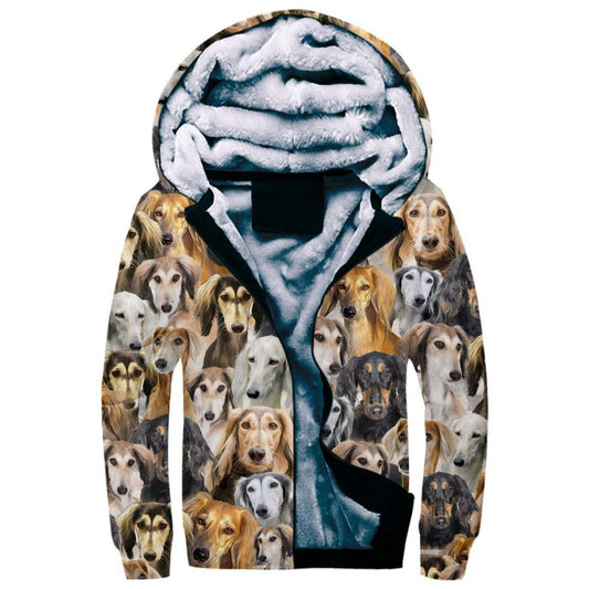 Saluki Full Face Fleece Hoodie