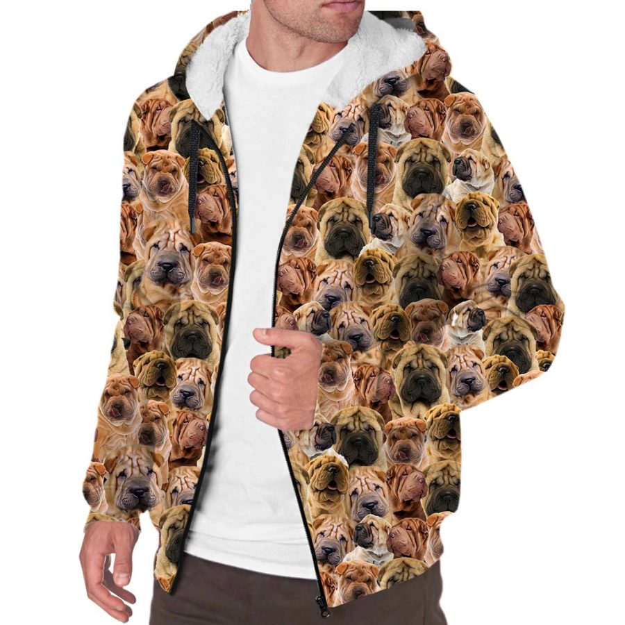 Shar Pei Full Face Fleece Hoodie