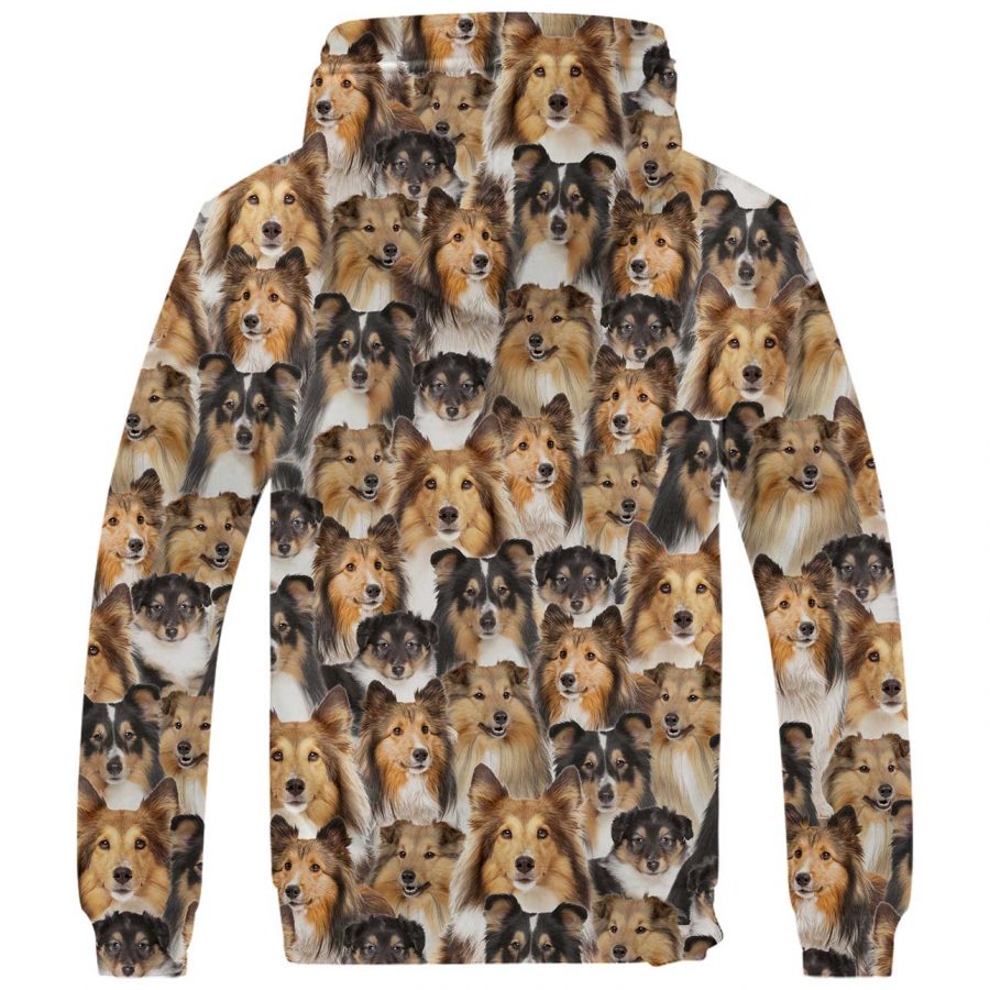 Shetland Sheepdog Full Face Fleece Hoodie