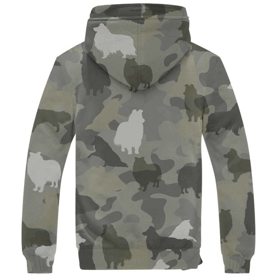 Shetland Sheepdog Camo Fleece Hoodie