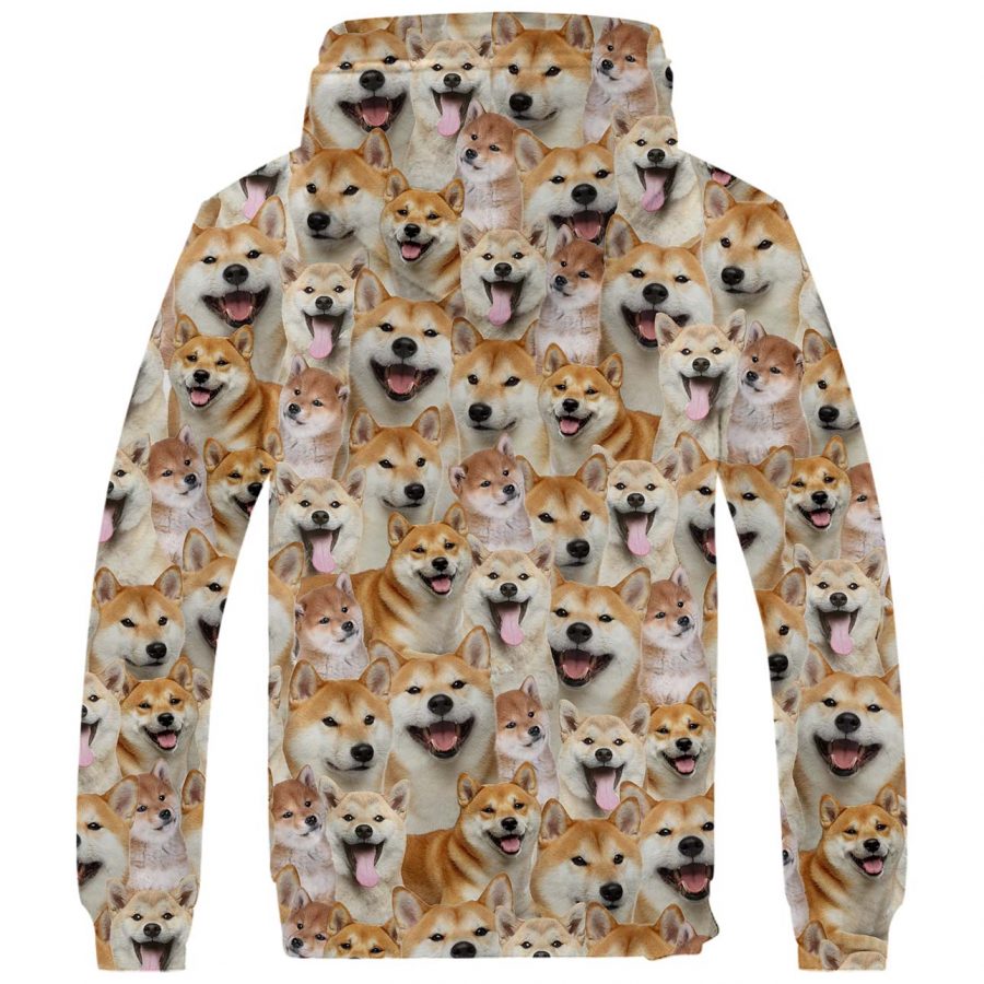 Shiba Inu Full Face Fleece Hoodie