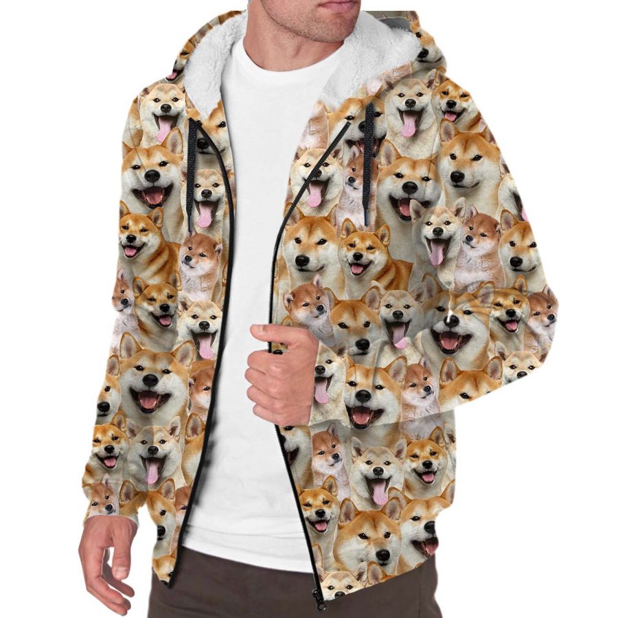 Shiba Inu Full Face Fleece Hoodie