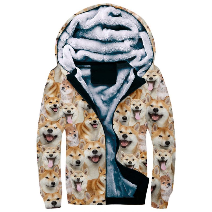 Shiba Inu Full Face Fleece Hoodie