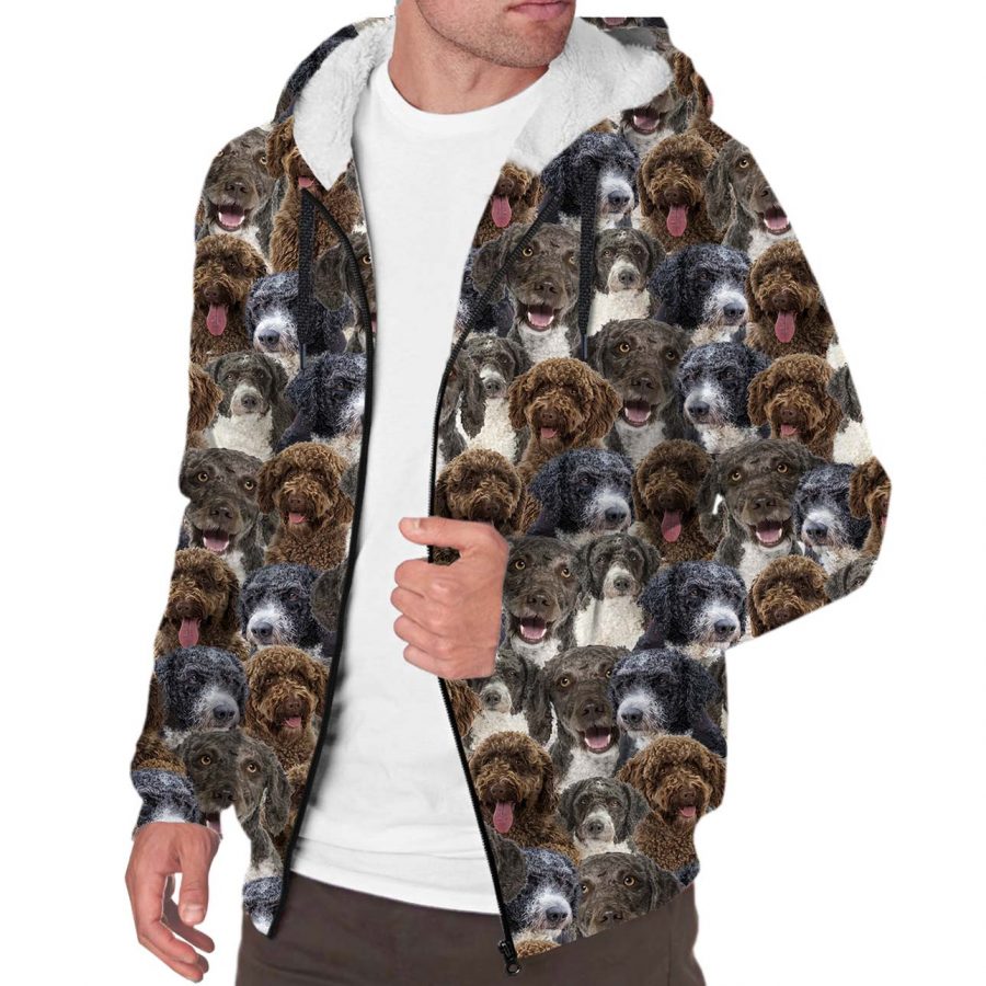 Spanish Water Dog Full Face Fleece Hoodie