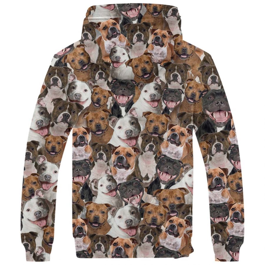 Staffordshire Bull Terrier Full Face Fleece Hoodie