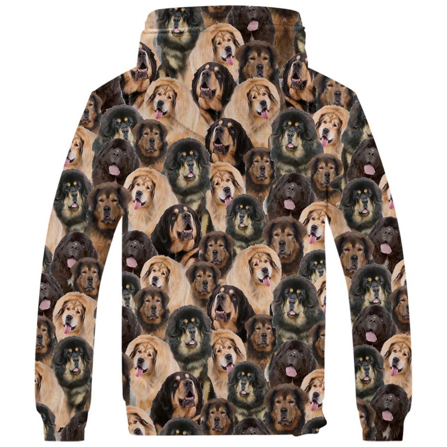 Tibetan Mastiff Full Face Fleece Hoodie