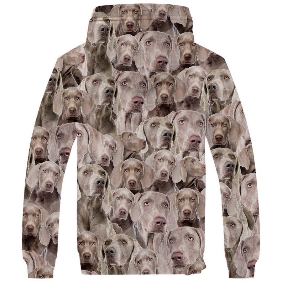 Weimaraner Full Face Fleece Hoodie