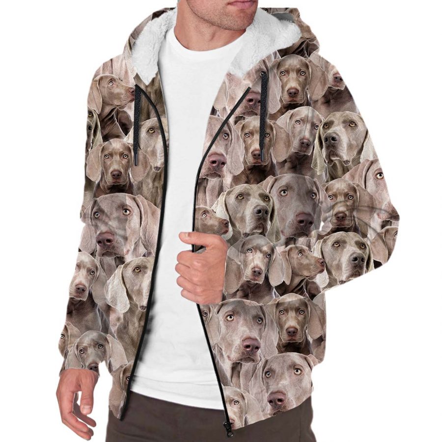 Weimaraner Full Face Fleece Hoodie