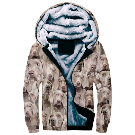 Weimaraner Full Face Fleece Hoodie