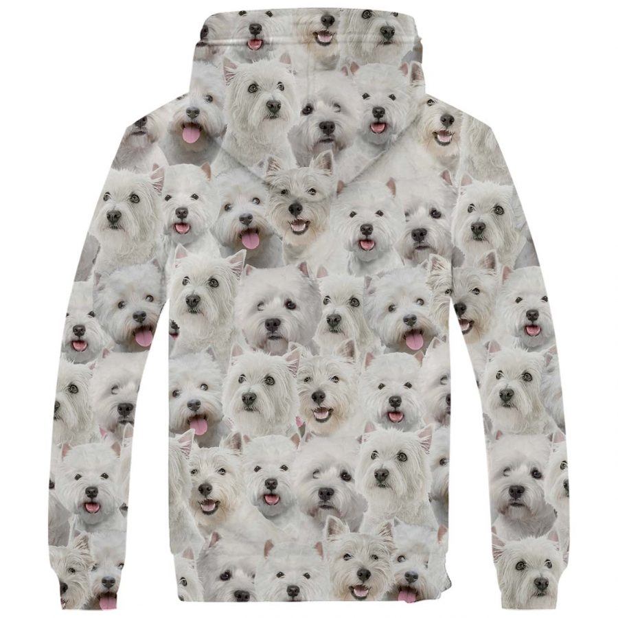 West Highland White Terrier Full Face Fleece Hoodie