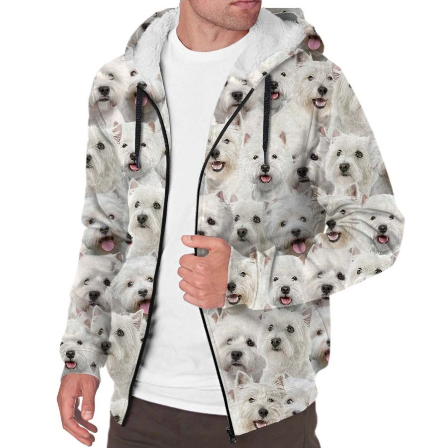 West Highland White Terrier Full Face Fleece Hoodie