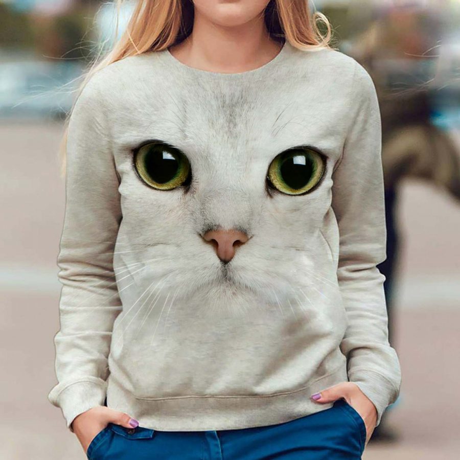 White Cat - Face Hair - Premium Sweater