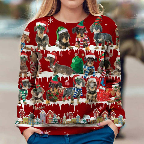 Wire haired Dachshund - Snow Christmas - Premium Sweater