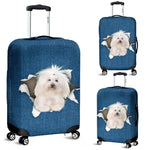 Bolognese dog Torn Paper Luggage Covers