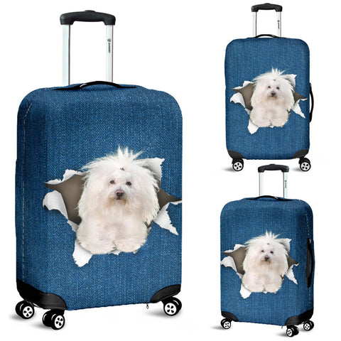 Bolognese dog Torn Paper Luggage Covers