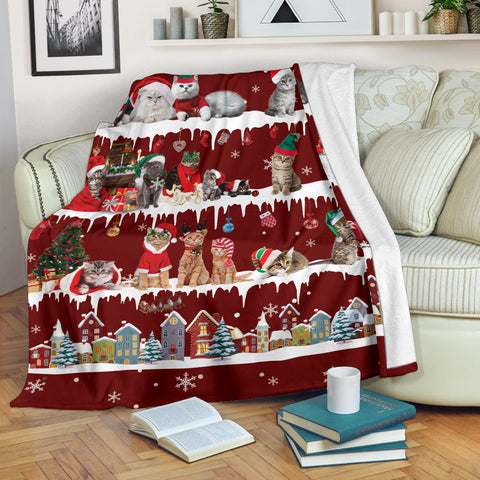 Cat Snow Christmas Blanket