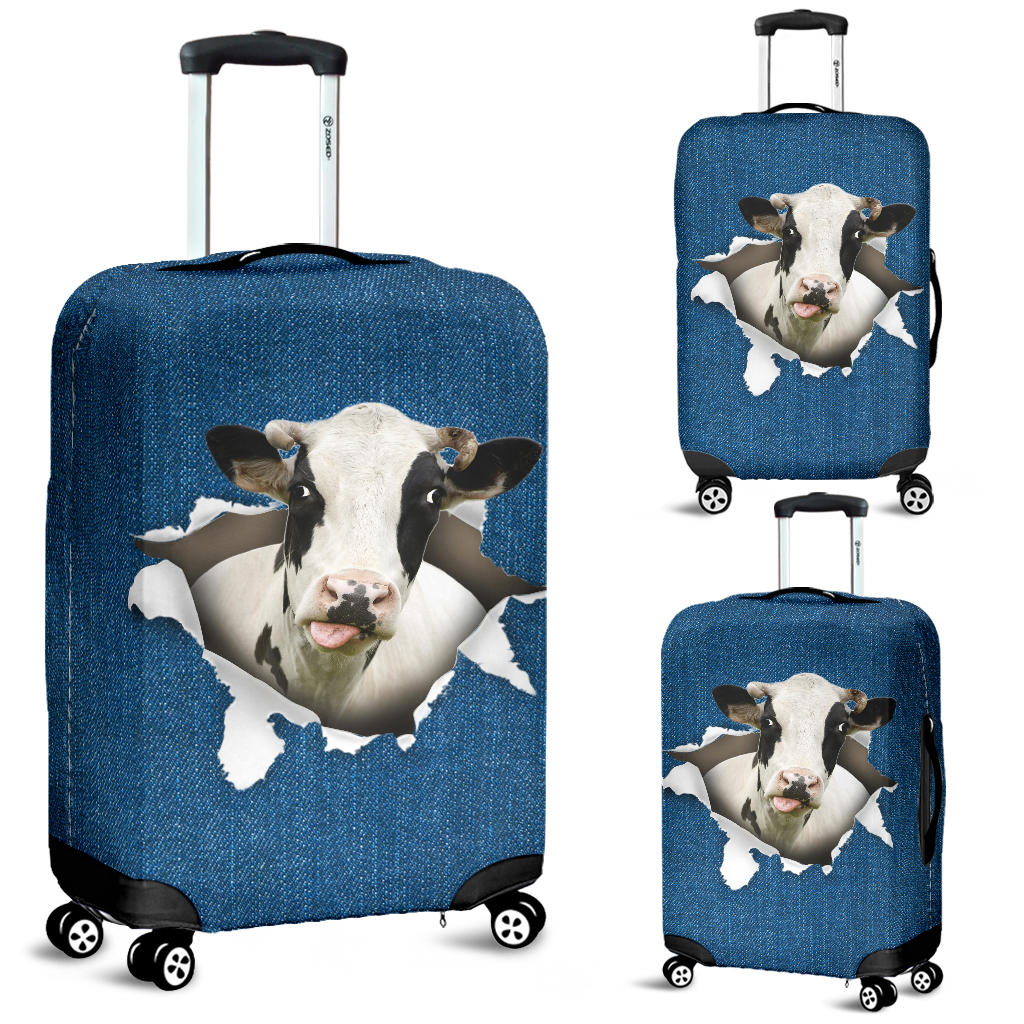 Cow Torn Paper Luggage Covers