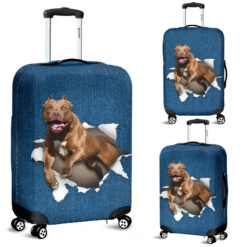 American Pit Bull Terrier Torn Paper Luggage Covers