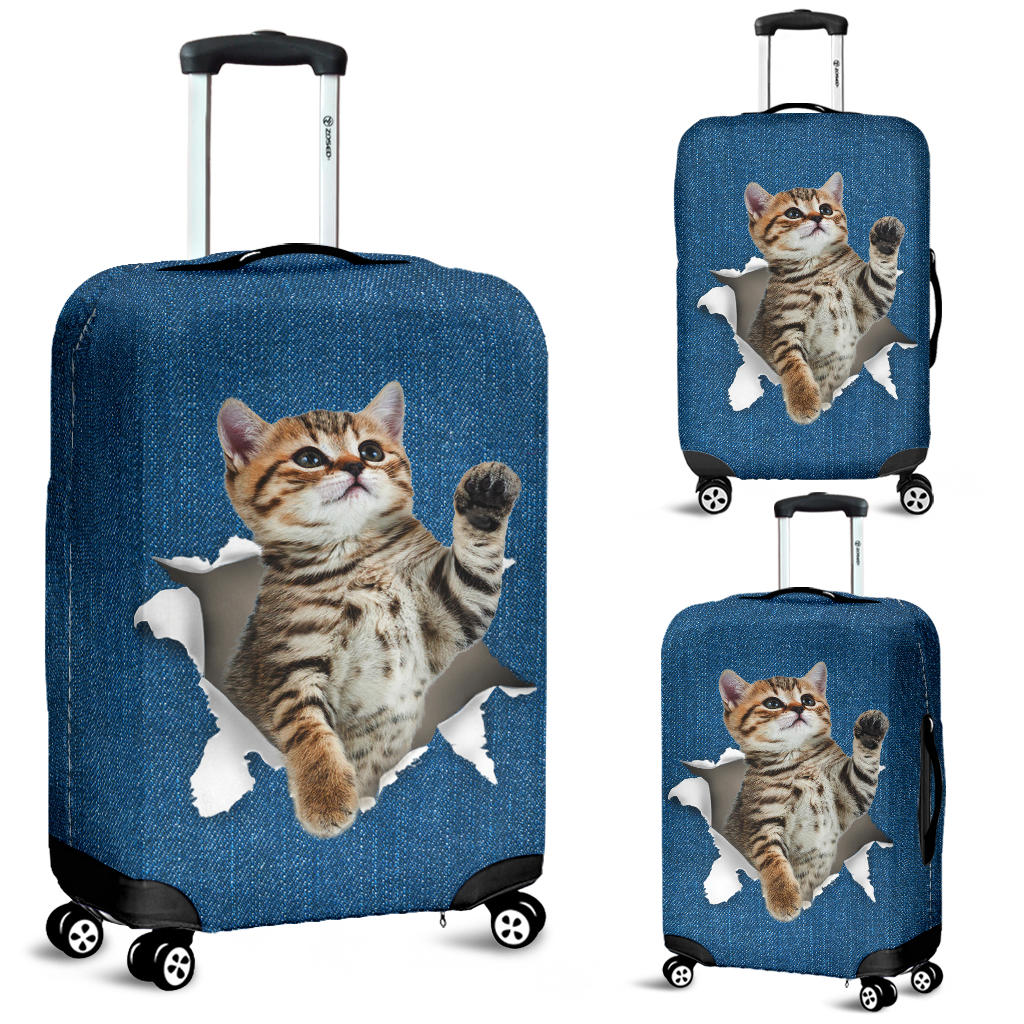 Cat Torn Paper Luggage Covers