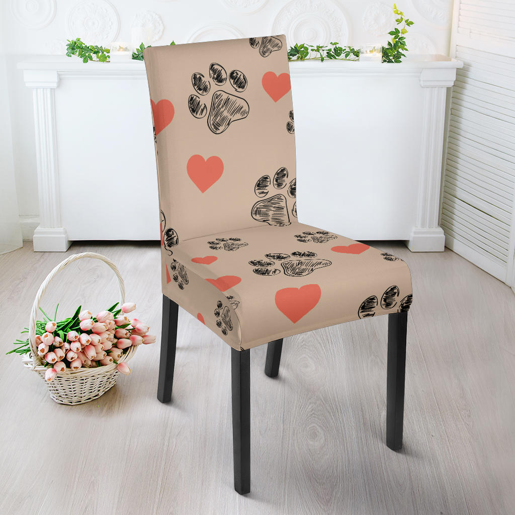 Paw prints dining chair slip cover