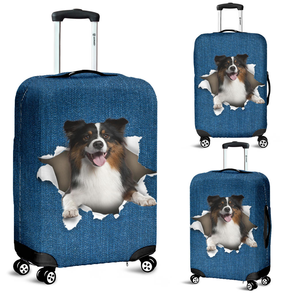 Australian Shepherd Torn Paper Luggage Covers