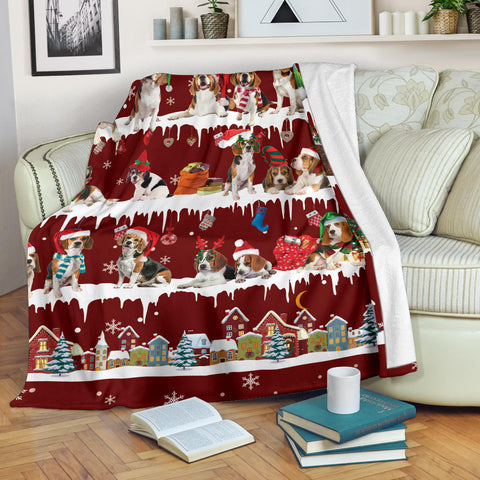 Beagle Snow Christmas Blanket