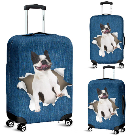 Boston Terrier Torn Paper Luggage Covers