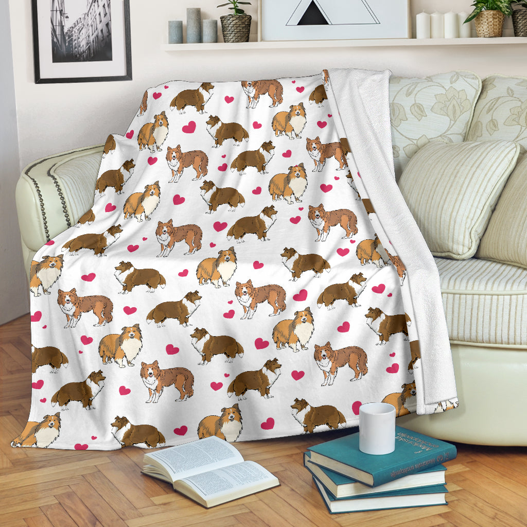 Rough Collie Heart Blanket