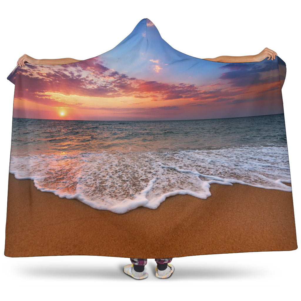 Beach Sunset Hooded Blanket