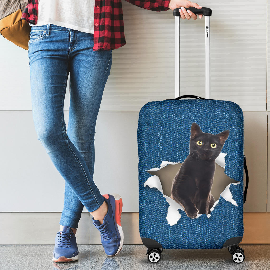 Black Cat Torn Paper Luggage Covers