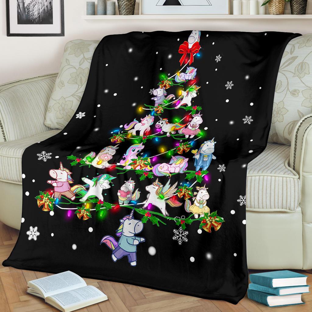 Unicorn Christmas Tree Blanket