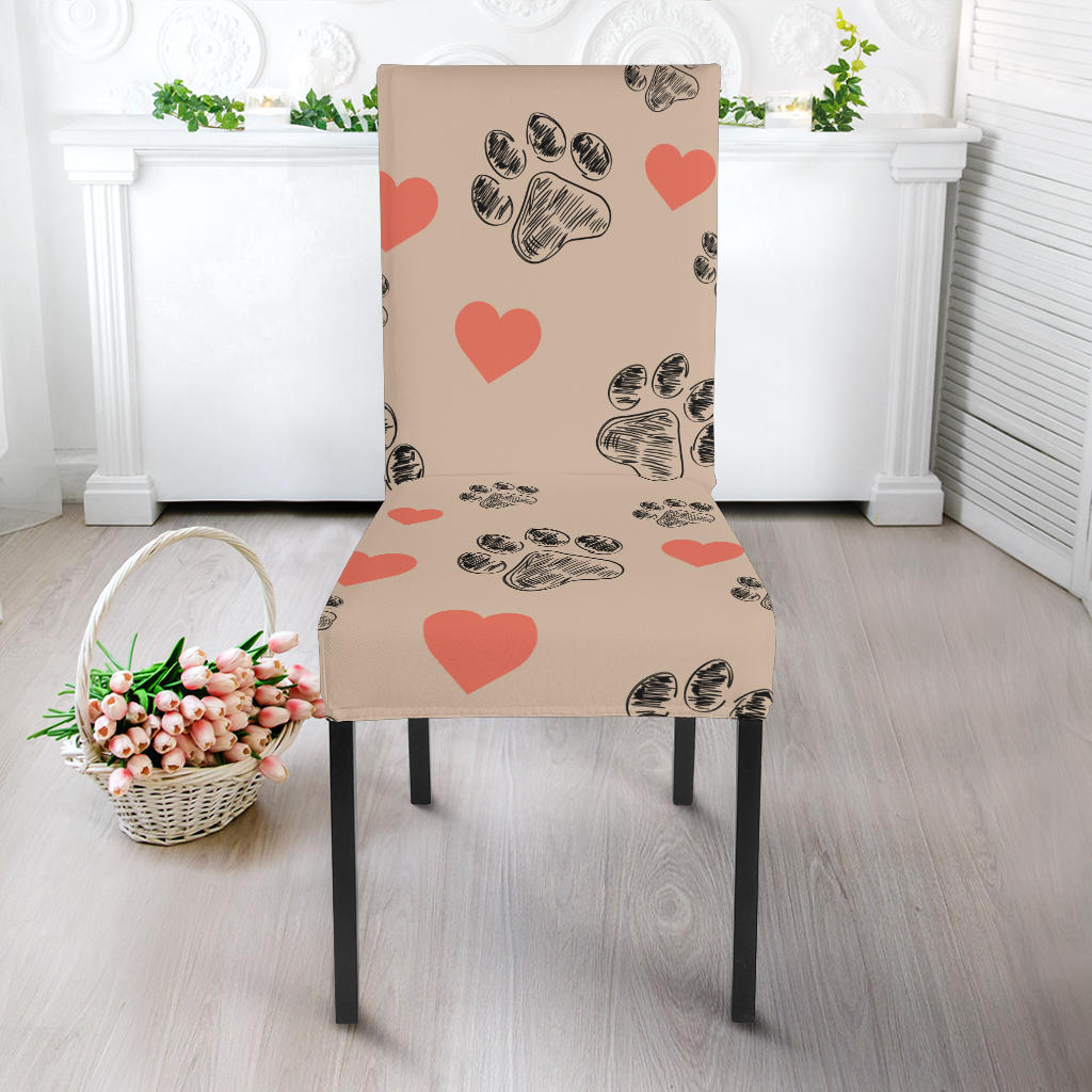 Paw prints dining chair slip cover